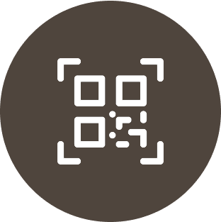 QR code icon on dark background.